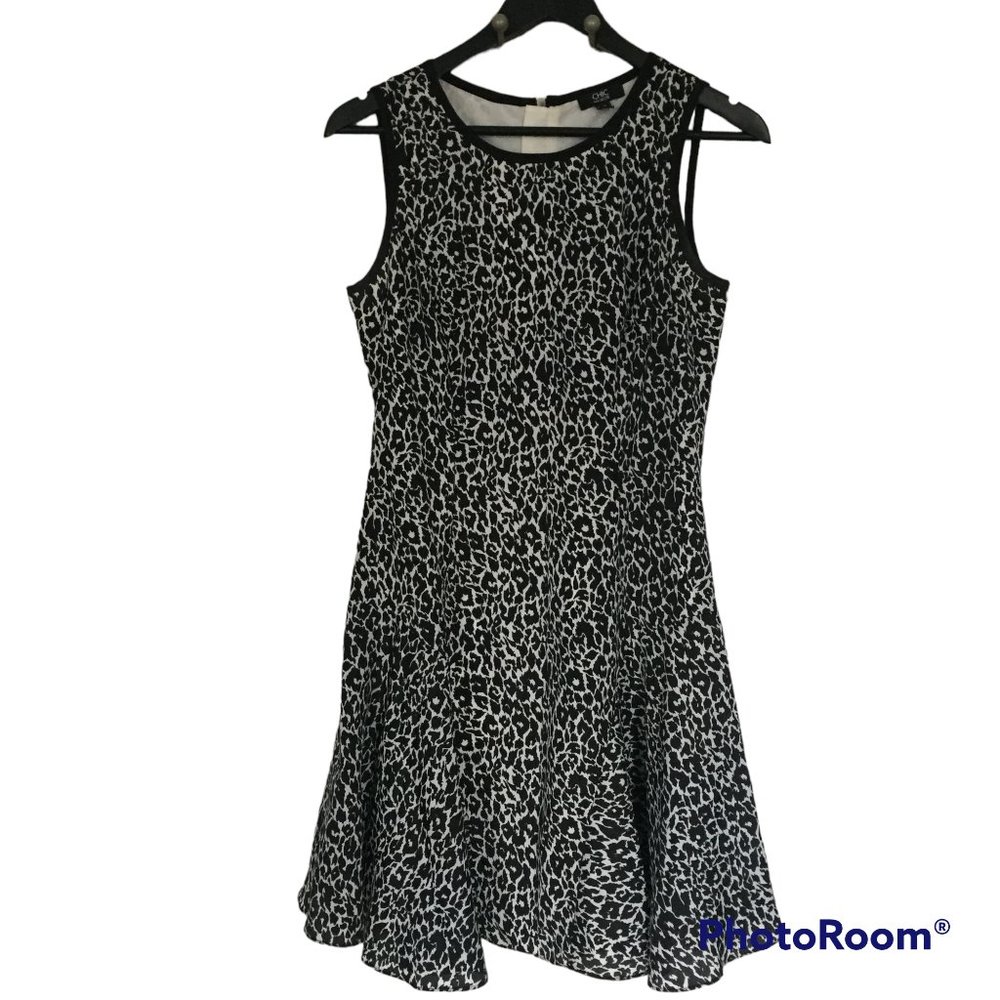 Chic by Jacob black & white animal print fit & flare dress - sizse S